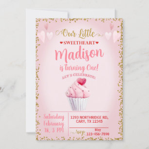 Invitation Valentines Valentine fille cupcake invitation.