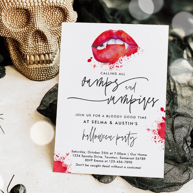 Invitation Vampes Et Vampires Halloween Cocktail Party Soiree (Créateur téléchargé)