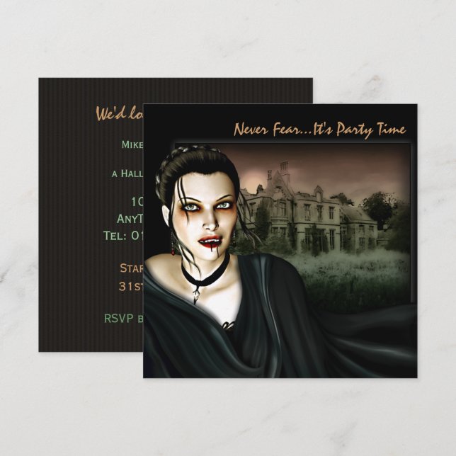 Invitation Vampire À L'Invitation Du Hall Gothic Party (Devant / Derrière)