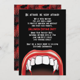 Invitation Vampire Dents Halloween Rouge sang Costume Party