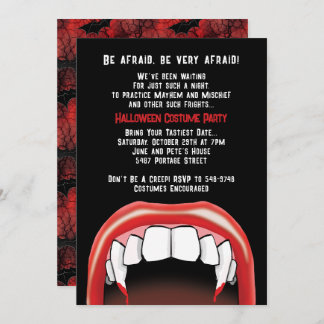 Invitation Vampire Dents Halloween Rouge sang Costume Party