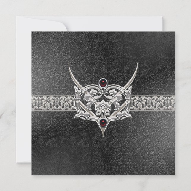 Invitation Vampire Goth Faux Mariage bijoux en cuir (Devant)