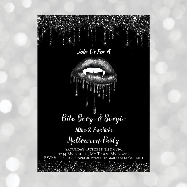 Invitation Vampire Parties scintillant noire lèvres et doigts (Créateur téléchargé)