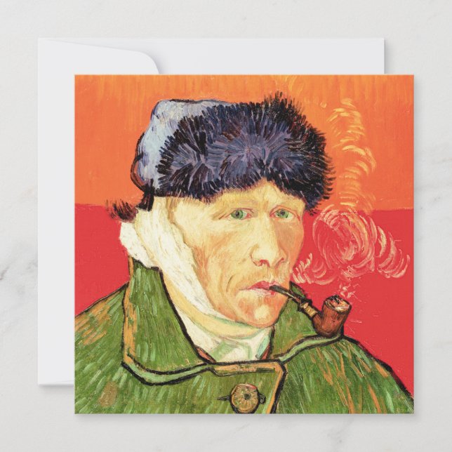 Invitation Van Gogh - Autoportrait avec oreille et tuyau en b (Devant)