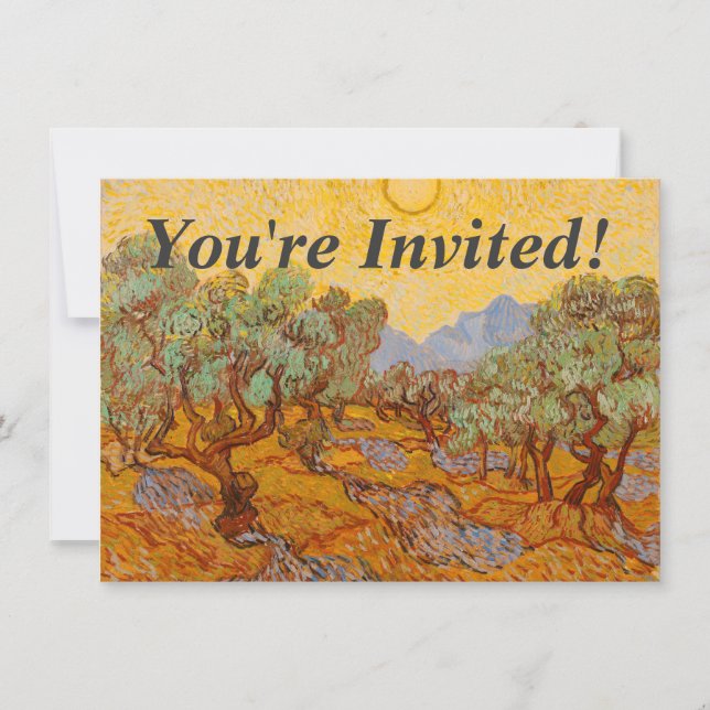 Invitation Van Gogh Olive Trees Soleil Jaune Ciel (Devant)