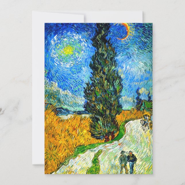 Invitation Van Gogh Road avec Cypress et Star (Devant)