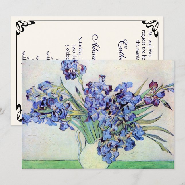 Invitation Van Gogh Still Life Iriss dans un Vase, Mariage (Devant / Derrière)