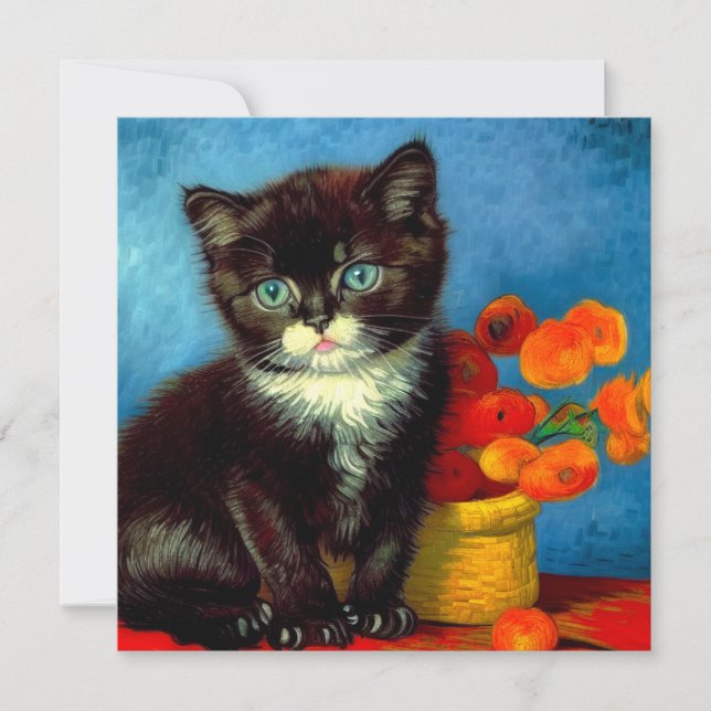 Invitation Van Gogh Tuxedo Cat (Devant)