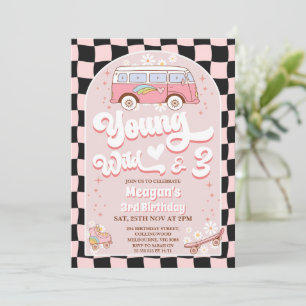 Invitation Van Pink Young Wild et trois 3e anniversaire