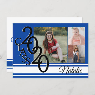 Invitation Varsity Blue 2020 Graduation Tri Photo