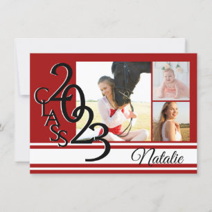 Invitation Varsity Red 2023 Graduation Tri Photo