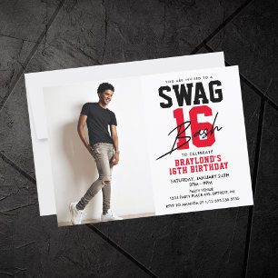 Invitation Varsity Style Swag 16 Anniversaire