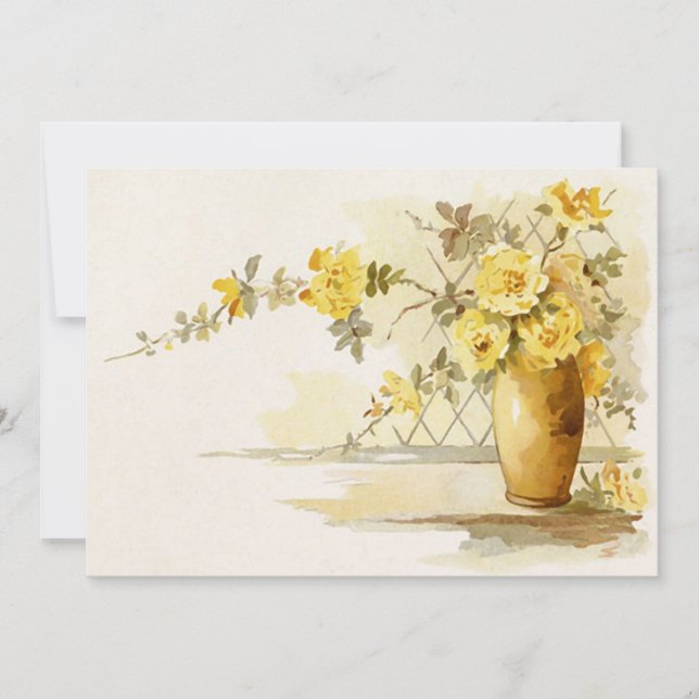Invitation Vase de Roses Jaunes (Devant)