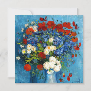 Invitation Vase de Van Gogh avec Bleuets et Coquelicots