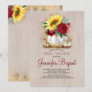 Invitation Vase Floral Citrouille or Fête des mariées automna
