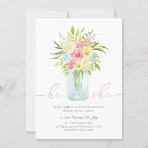 Invitation Vase florale bleu et rose Genre Reveillez Invitati