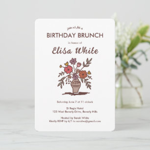 Invitation Vase florale Rustique Whimsical Anniversaire Fête 