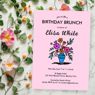 Invitation Vase florale Rustique Whimsical Anniversaire Fête 