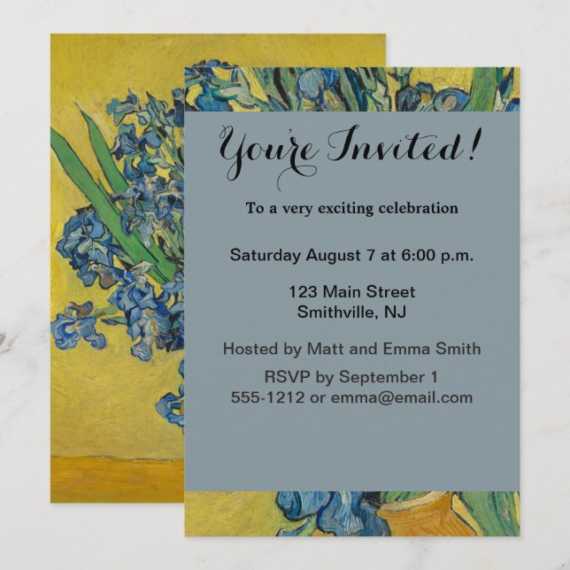 Invitation Vase Van Gogh avec Iris Classic Impressionnisme (Devant / Derrière)