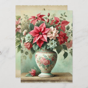 Invitation Vase Vintage d'aquarelle de Poinsettia