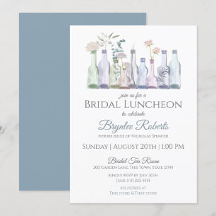 Invitation Vases de bouteille de verre Déjeuner nuptial