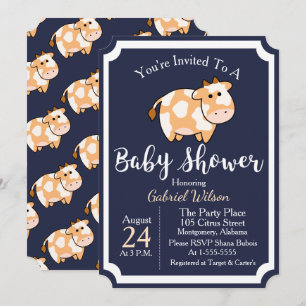 Invitation Veau bronzage mignon de vache à bébé et baby