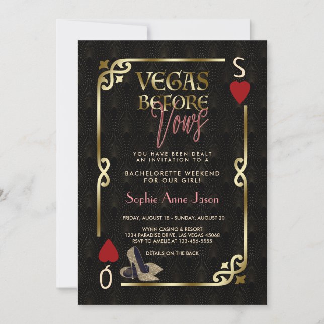 Invitation Vegas Avant Vows Casino Great Gatsby Bachelorette (Devant)