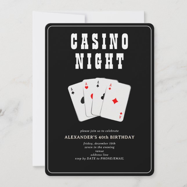 Invitation Vegas Casino Blackjack Poker Nuit Black Party (Devant)