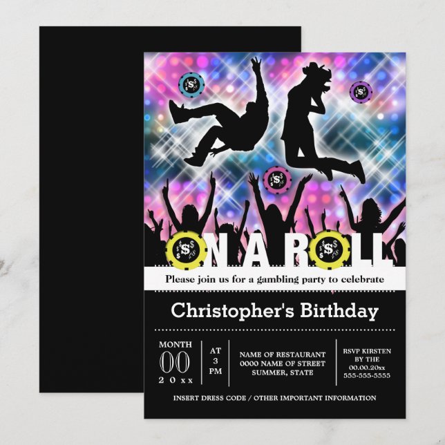 Invitation Vegas disco jeu thème de la fête club scène (Devant / Derrière)