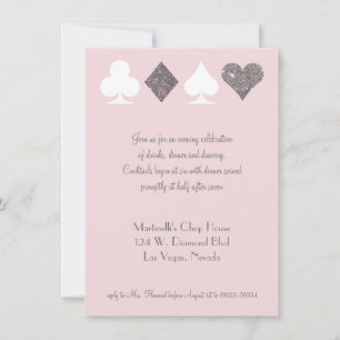 Invitation Vegas Mariage Célébration Pink Silver Faux Parties