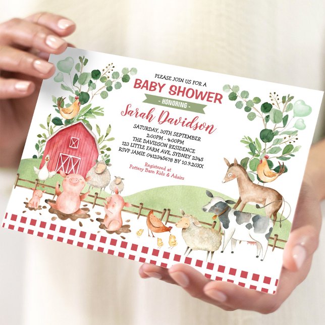 Invitation Végétal Animaux de ferme Barnyard Boy Baby shower (Créateur téléchargé)