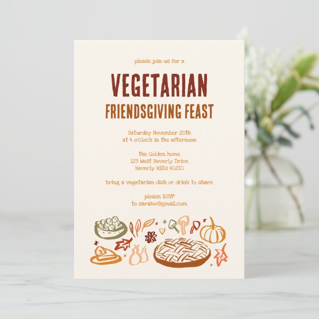 Invitation VÉGÉTARIEN Whimsgiving Friendsgiving (Debout devant)