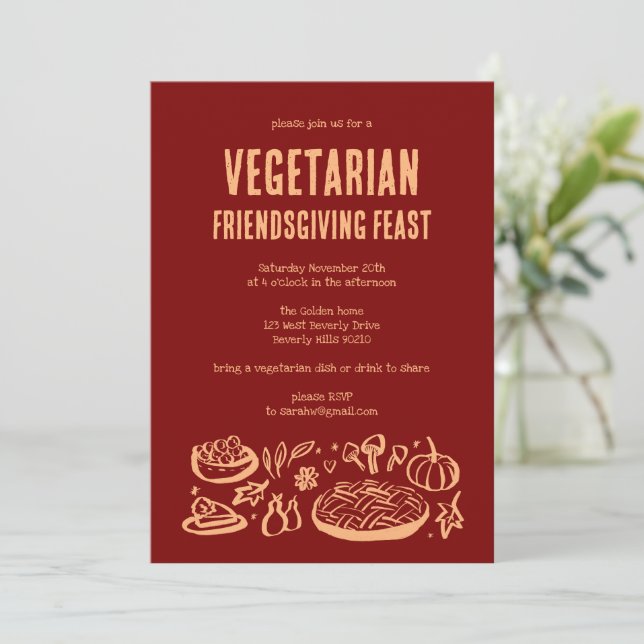 Invitation VÉGÉTARIEN Whimsgiving Friendsgiving (Debout devant)