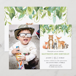 Invitation Végétation Bois Animaux Fête d'anniversaire Photo