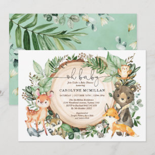 Invitation Végétation boisée Animaux Baby shower neutre