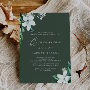 Invitation Végétation boisée   Hunter Green Quinceañera
