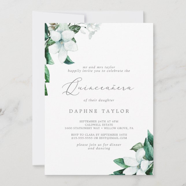 Invitation Végétation boisée Quinceañera (Devant)