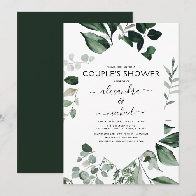 Invitation Végétation botanique Foliage Couple's Shower Invit (Devant / Derrière)