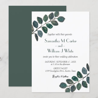 Invitation Végétation botanique rustique Eucalyptus