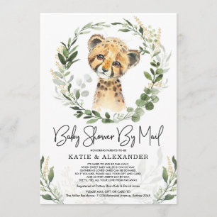 Invitation Végétation branchée Bébé d'or Douche Leopard par c