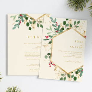 Invitation Végétation de Noël moderne Crème tout en un