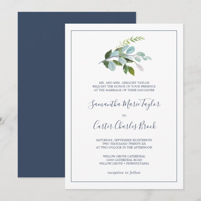 Invitation Végétation d'été Mariage officiel (Devant / Derrière)