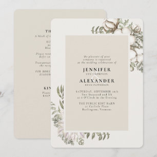 Invitation Végétation d'hiver Crème florale RSVP QR Code Mari