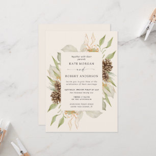 Invitation Végétation d'hiver Golden Elegant Mariage Invitati