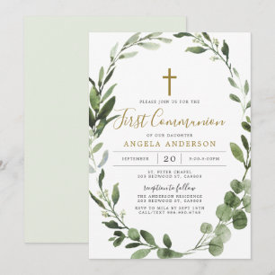 Invitation Végétation du feuillage Première communion Invitat