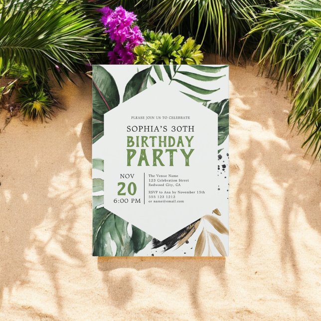 Invitation Végétation estivale tropicale Anniversaire (Créateur téléchargé)