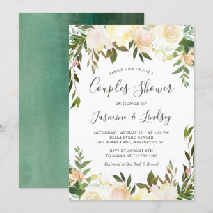 Invitation Végétation florale blanche en ivoire Mariage douch