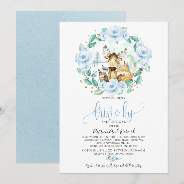 Invitation Végétation Florale Des Bois Conduite Par Le Baby s (Devant / Derrière)