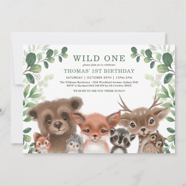 Invitation Végétation Forêt Boisée Animaux Sauvages Un Annive (Devant)