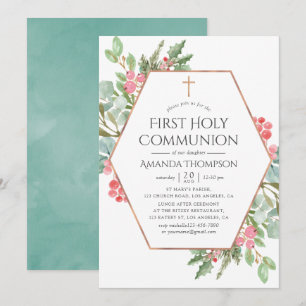 Invitation Végétation géométrique Noël Première communion sai